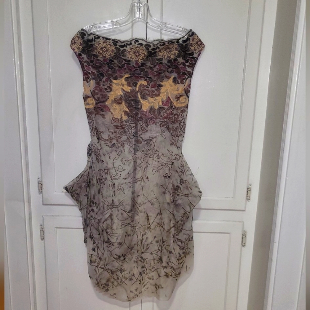 GARY GRAHAM  Sheer Silk Floral, Hand Finished, Artisan Distressing, Boho Sqaure